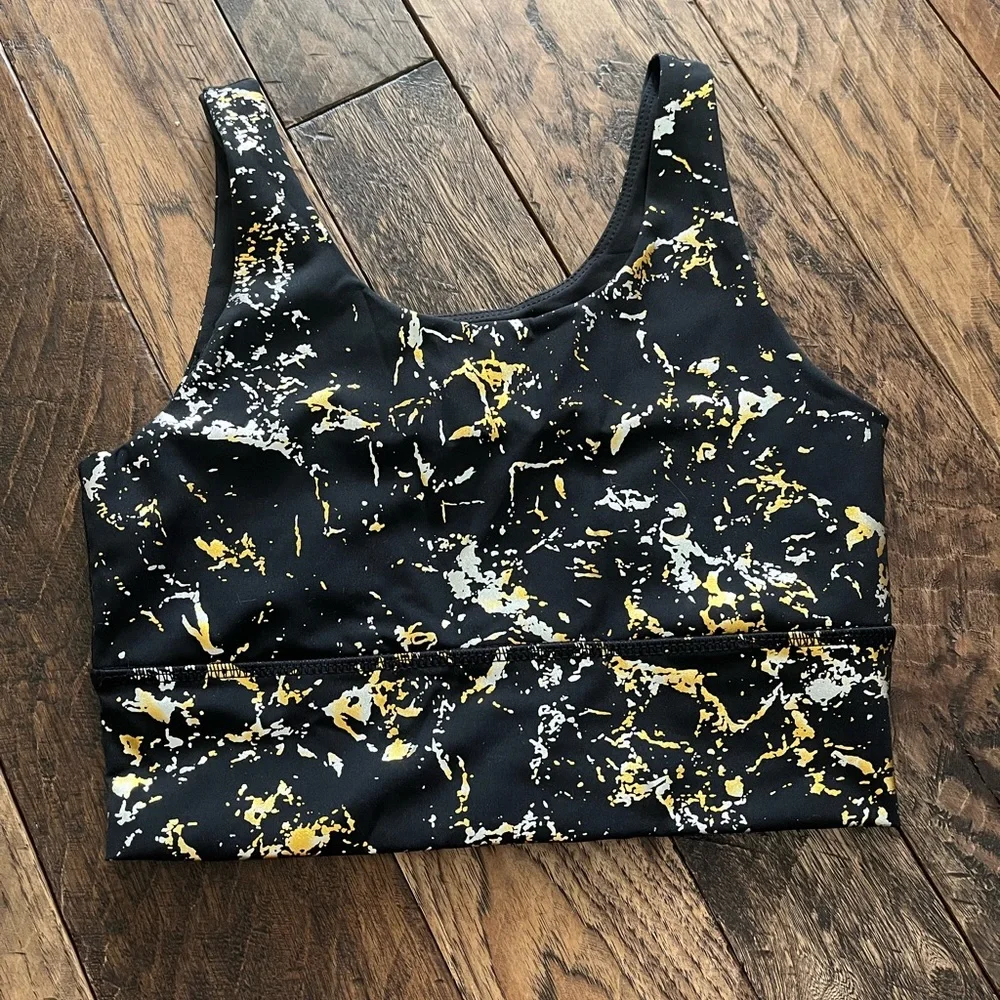 DYI Elevate Bra  Define Your Inspiration Sports Bra Black Metallic gold & silver - Picture 2 of 8